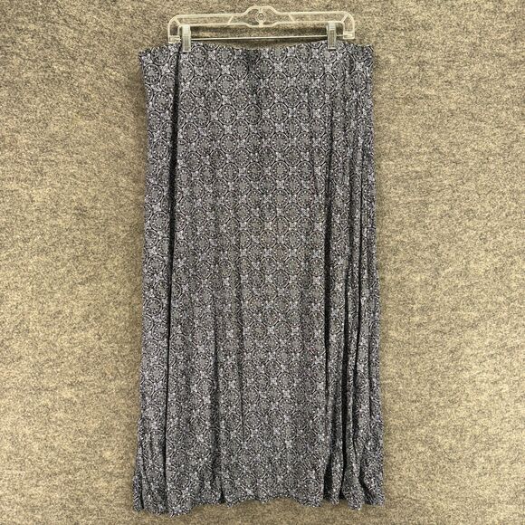 J. Jill Skirt Womne L Large Black Geometric Maxi Long Rayon Pull On Mid Rise - Picture 1 of 7